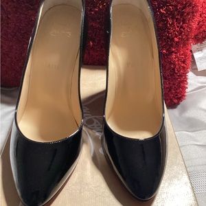 Christian Louboutin TANJA Black Patent Leather Wedge 100mm
